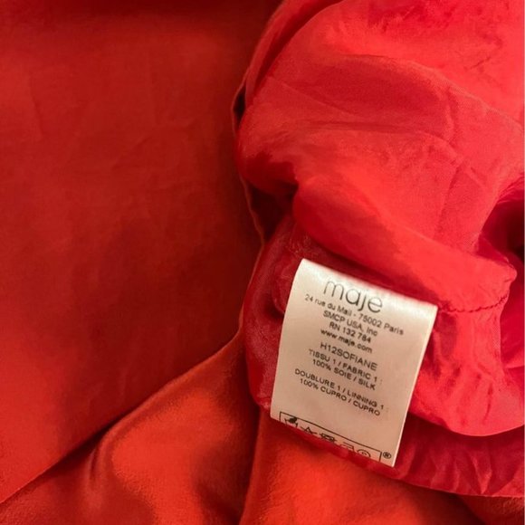 Maje Red 100% Silk Dress - Picture 6 of 7